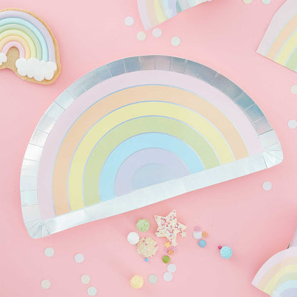 Pastel Rainbow Half Moon Paper Party Plates - party plates and tableware from Party & Pout Australia