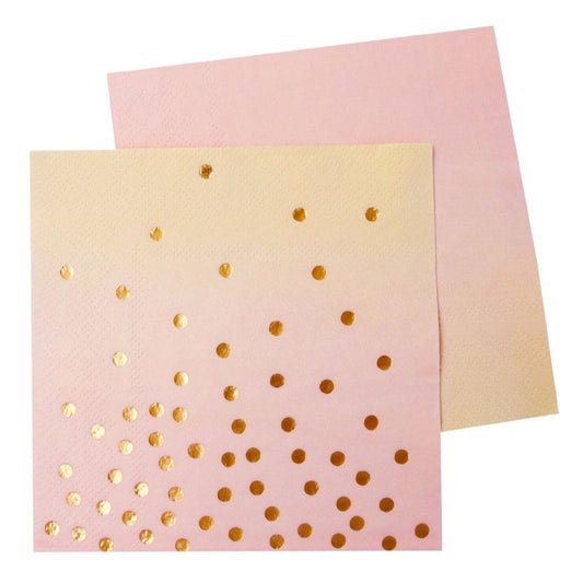 Peach, Pink & Gold Napkins Serviettes - party napkins and serviettes from Party & Pout Australia