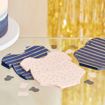 Pink Navy Gold Gender Reveal Baby Shower Napkin Serviettes - party napkins and serviettes from Party & Pout Australia