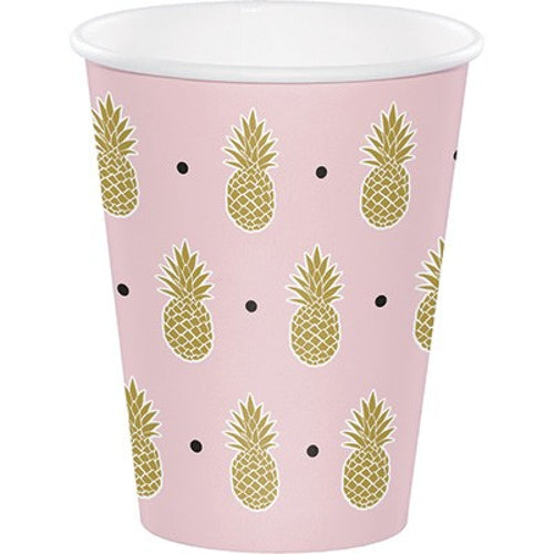 Pink Pineapple Paper Party Cup Pack 8 - party cups and drinkware from Party & Pout Australia