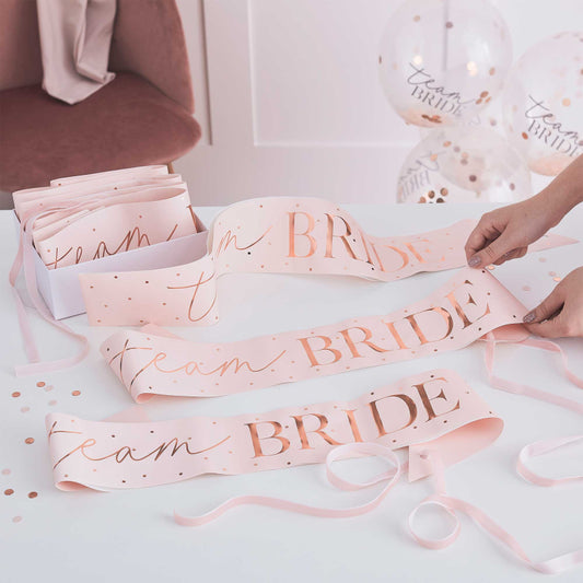 Pink Rose Gold Team Bride Bridal Shower Hens Party Bridesmaid Sash x 6 - party supplies and decorations from Party & Pout ...