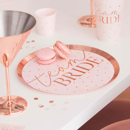 Pink Rose Gold Team Bride Hens Party Bridal Shower Paper Plates - party plates and tableware from Party & Pout Australia
