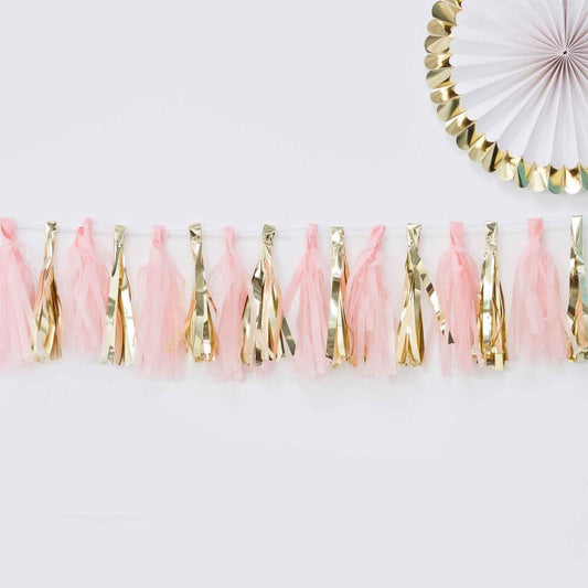 Pink & Gold Paper Tassel Bunting Banner Party Decoration - party supplies and decorations from Party & Pout Australia