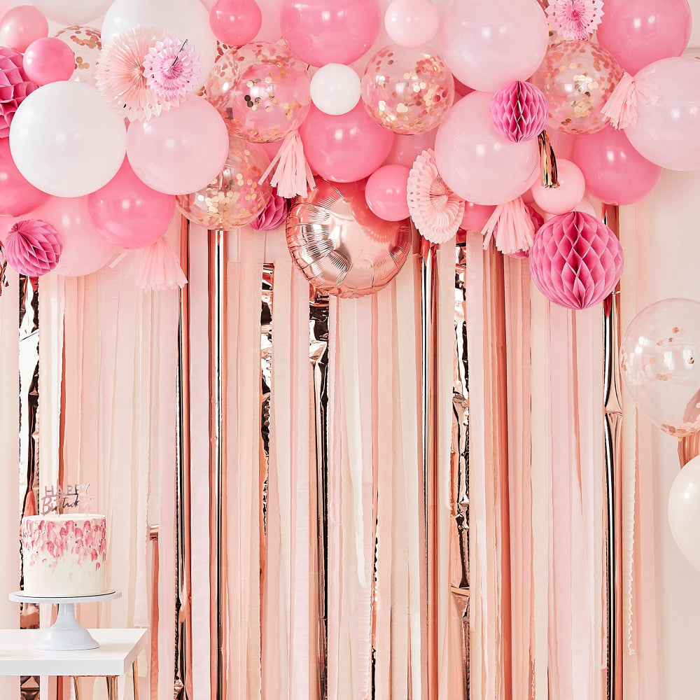 Pink & Rose Gold Party Balloon Fan Garland Arch Kit DIY - balloon garlands and arches from Party & Pout Australia
