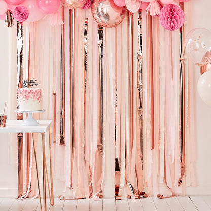 Pink & Rose Gold Hanging Streamer Party Backdrop - party supplies and decorations from Party & Pout Australia