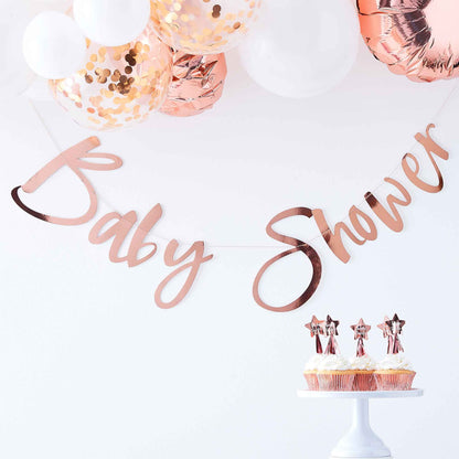 rose gold baby shower bunting metallic banner party décor australia