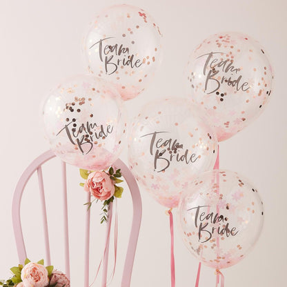 Pink Rose Gold Floral Flower Team Bride Hens Party Balloons - party balloons and balloon decorations from Party & Pout Aus...