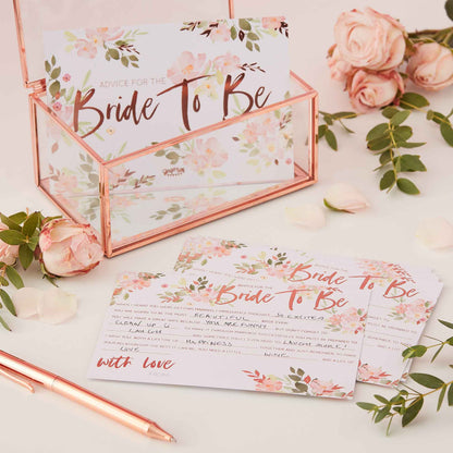 Floral Rose Gold Advice For The Bride To Be Cards - party supplies and decorations from Party & Pout Australia