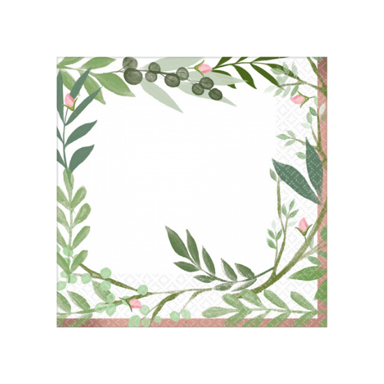 Rose Gold Greenery Leaves Paper Party Napkins Serviettes Pk 16 - party napkins and serviettes from Party & Pout Australia
