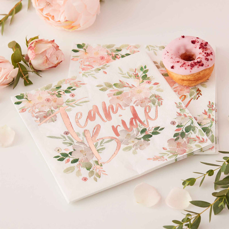 Rose Gold Team Bride Bridal Shower Napkin Serviettes - party napkins and serviettes from Party & Pout Australia