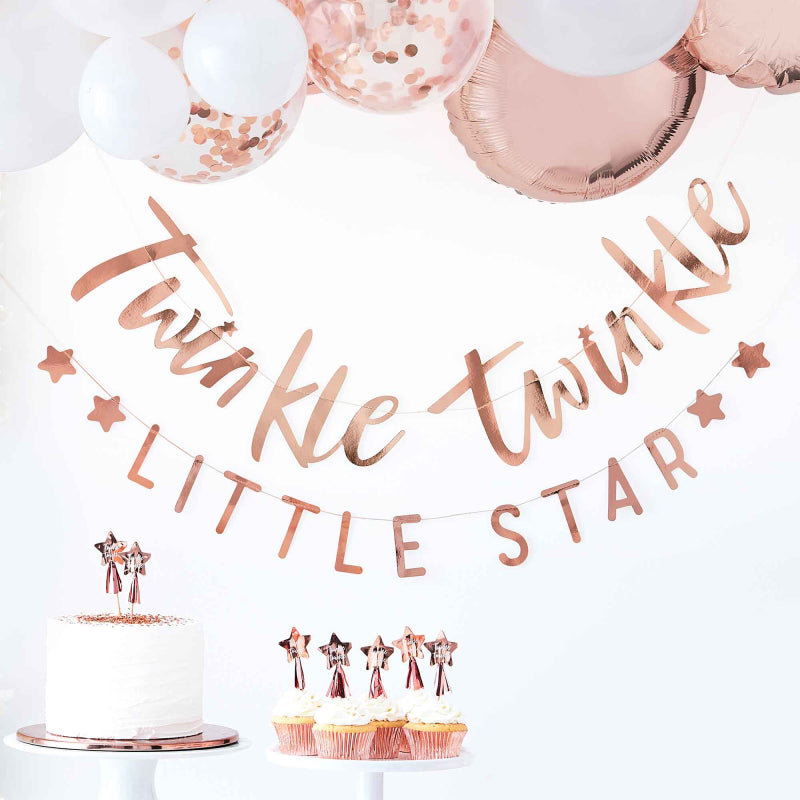 twinkle twinkle rose gold baby shower bunting metallic banner party decor australia