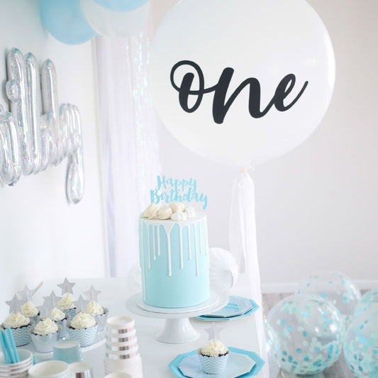 White & Black Jumbo One 1st Birthday Party Balloon 90cm - party balloons and balloon decorations from Party & Pout Australia