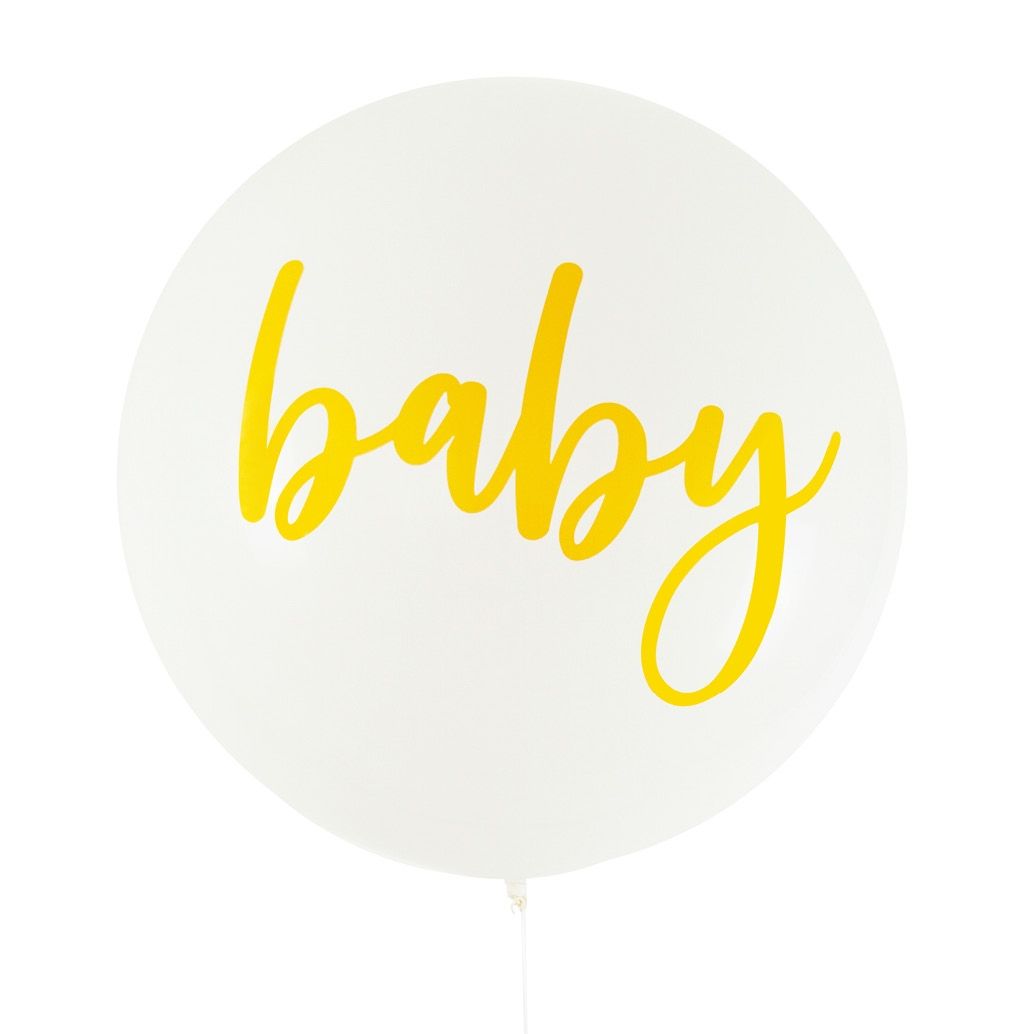 White & Gold Baby Shower Party Balloon 90cm - party balloons and balloon decorations from Party & Pout Australia