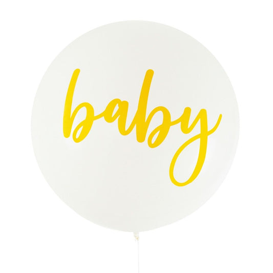 White & Gold Baby Shower Party Balloon 90cm - party balloons and balloon decorations from Party & Pout Australia