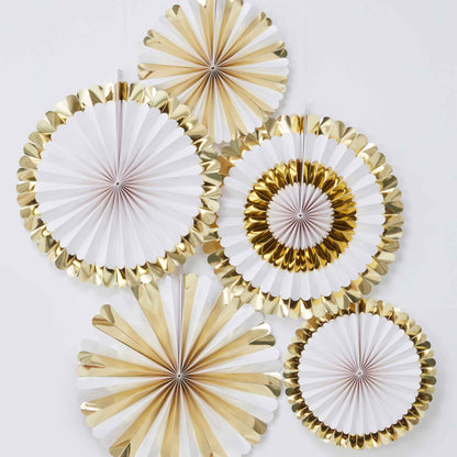 White & Gold Hanging Wall Fan Party Decorations - party supplies and decorations from Party & Pout Australia