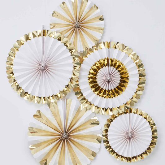 White & Gold Hanging Wall Fan Party Decorations - party supplies and decorations from Party & Pout Australia