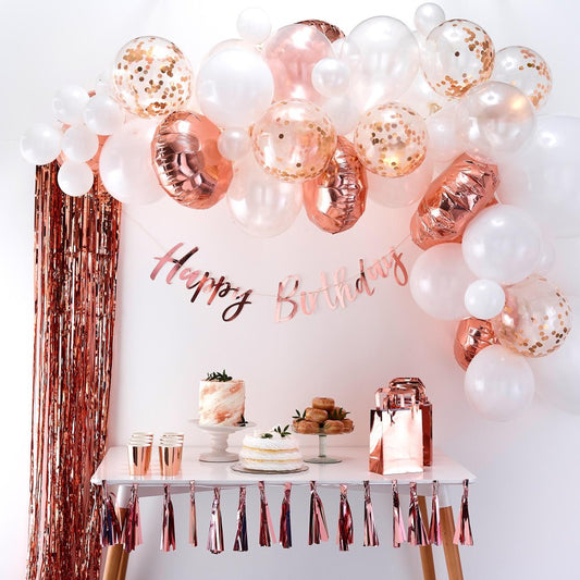 White & Rose Gold DIY Balloon Garland Arch Kit - balloon garlands and arches from Party & Pout Australia