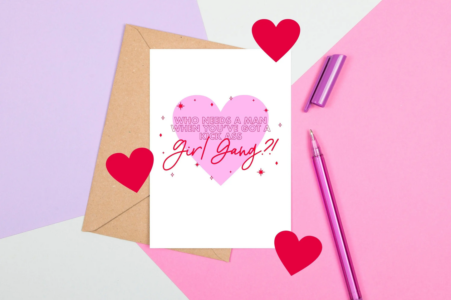 galentine greeting card kick ass girl gang birthday card best friend love card