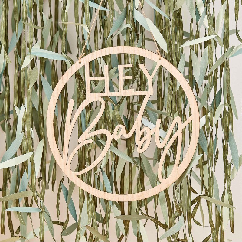 Wooden Hey Baby Shower Sign - party supplies and decorations from Party & Pout Australia