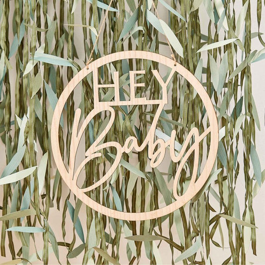 Wooden Hey Baby Shower Sign - party supplies and decorations from Party & Pout Australia