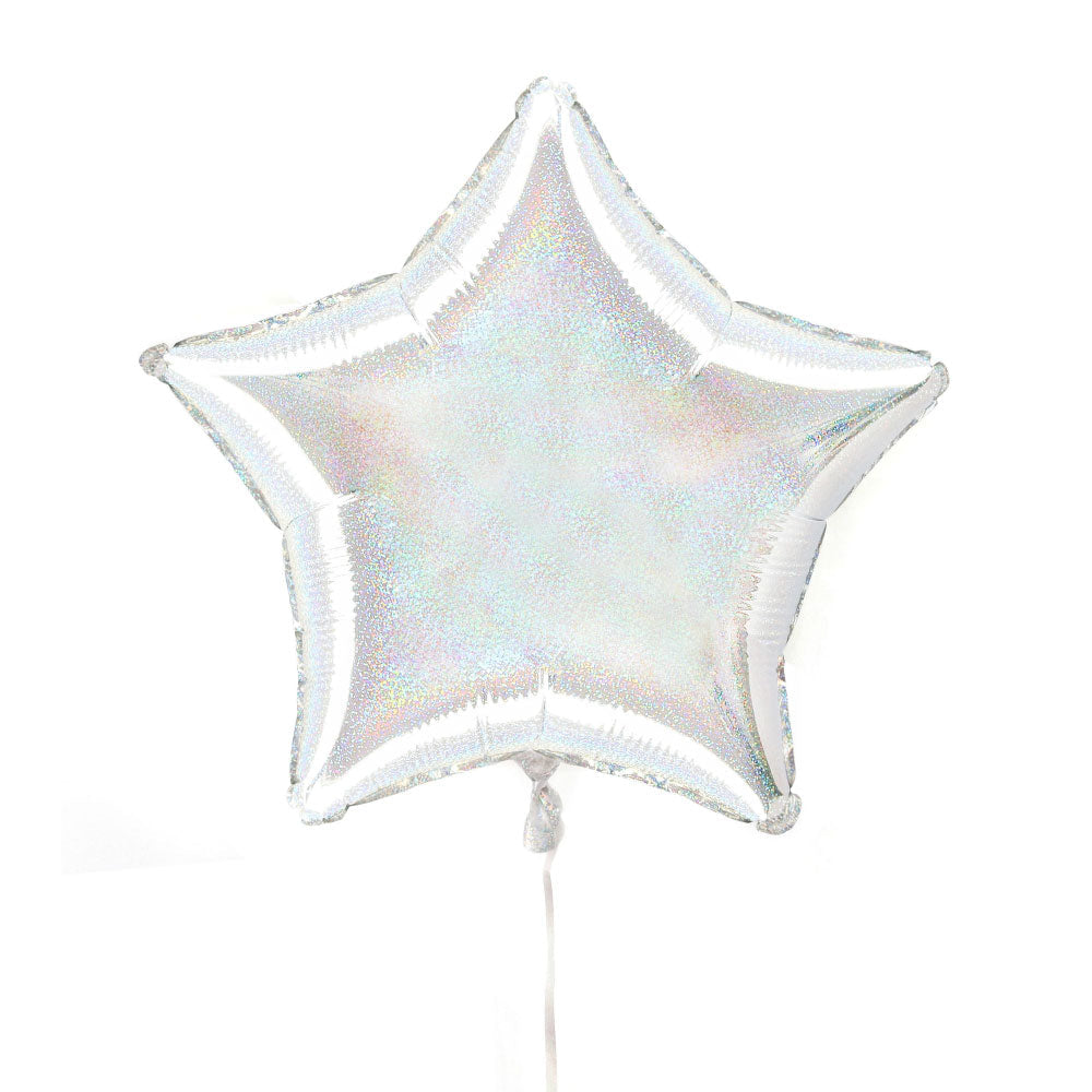 Silver Iridescent Holographic Foil Star Party Balloon - party balloons and balloon decorations from Party & Pout Australia