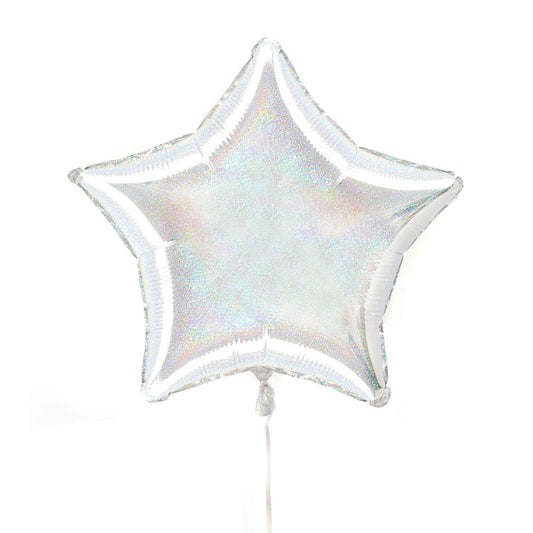 Silver Iridescent Holographic Foil Star Party Balloon - party balloons and balloon decorations from Party & Pout Australia