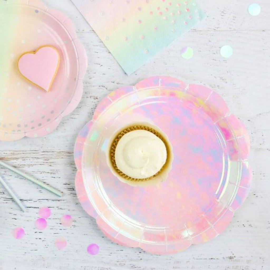 Rainbow Iridescent Holographic Large Paper Party Dinner Plate - party plates and tableware from Party & Pout Australia