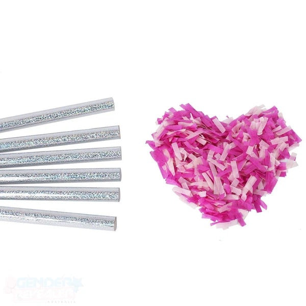 Pink Confetti Flick Stick Gender Reveal Cannon Baby Girl - 6 Pack - party supplies and decorations from Party & Pout Austr...