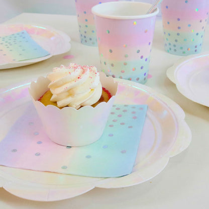 Pastel Rainbow Iridescent Holographic Unicorn Card Cupcake Wrapper - party cups and drinkware from Party & Pout Australia