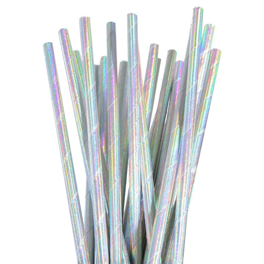 Iridescent Silver Holographic Foil Paper Straws - party supplies and decorations from Party & Pout Australia