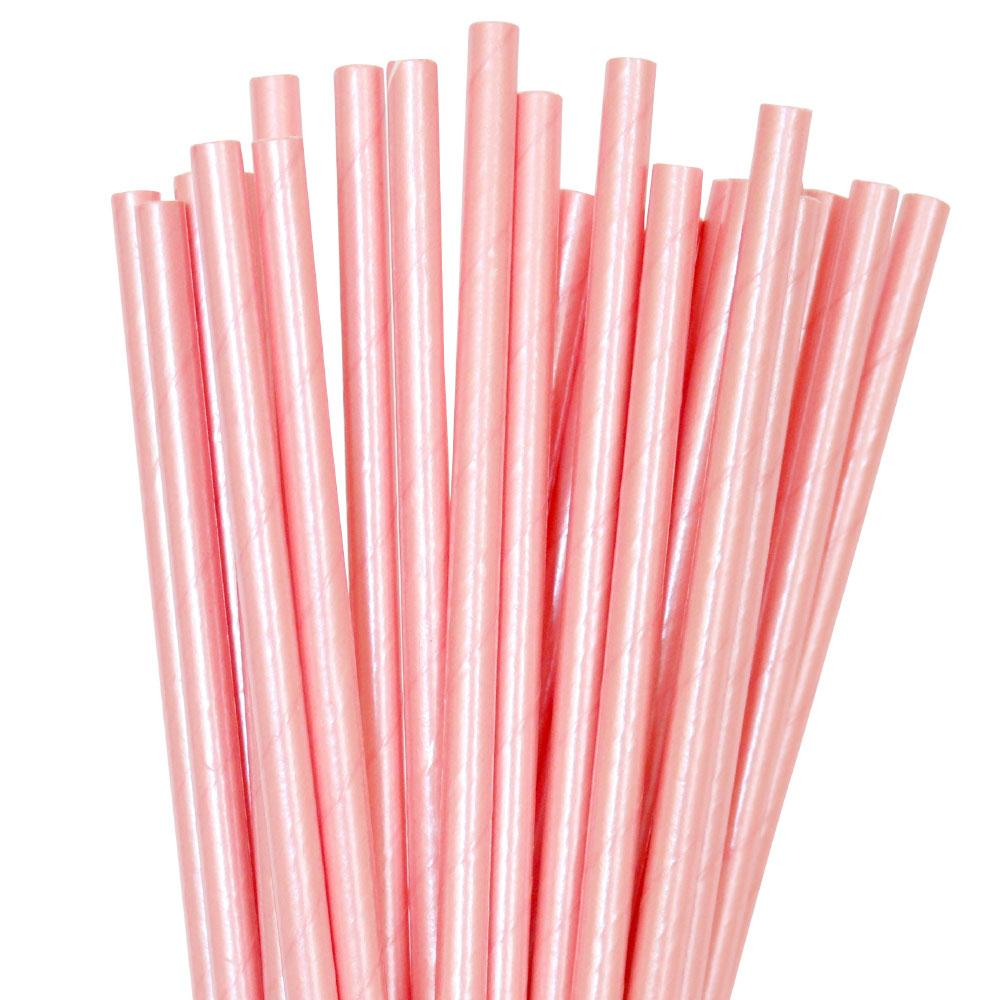 Pastel Pink Foil Paper Party Straws - party supplies and decorations from Party & Pout Australia