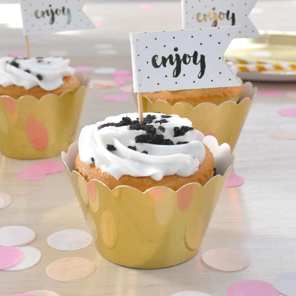 Gold Mirror Card Cupcake Wrapper - party cups and drinkware from Party & Pout Australia