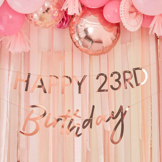 Customisable Age Rose Gold Happy Birthday Letter Bunting Banner - party supplies and decorations from Party & Pout Australia